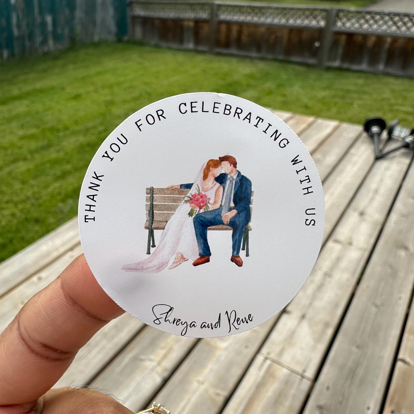 Personalized Wedding Favor Stickers: Set of 20, 1.75" Round Labels