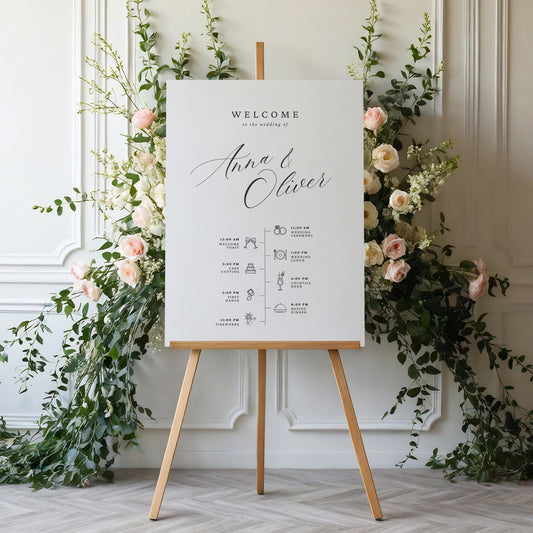 Personalized Wedding Welcome Sign: Elegant Foam Board Timeline