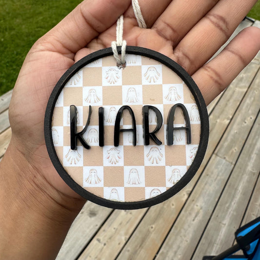 Personalized Halloween Basket Tag: Custom Acrylic Name, Trick or Treat