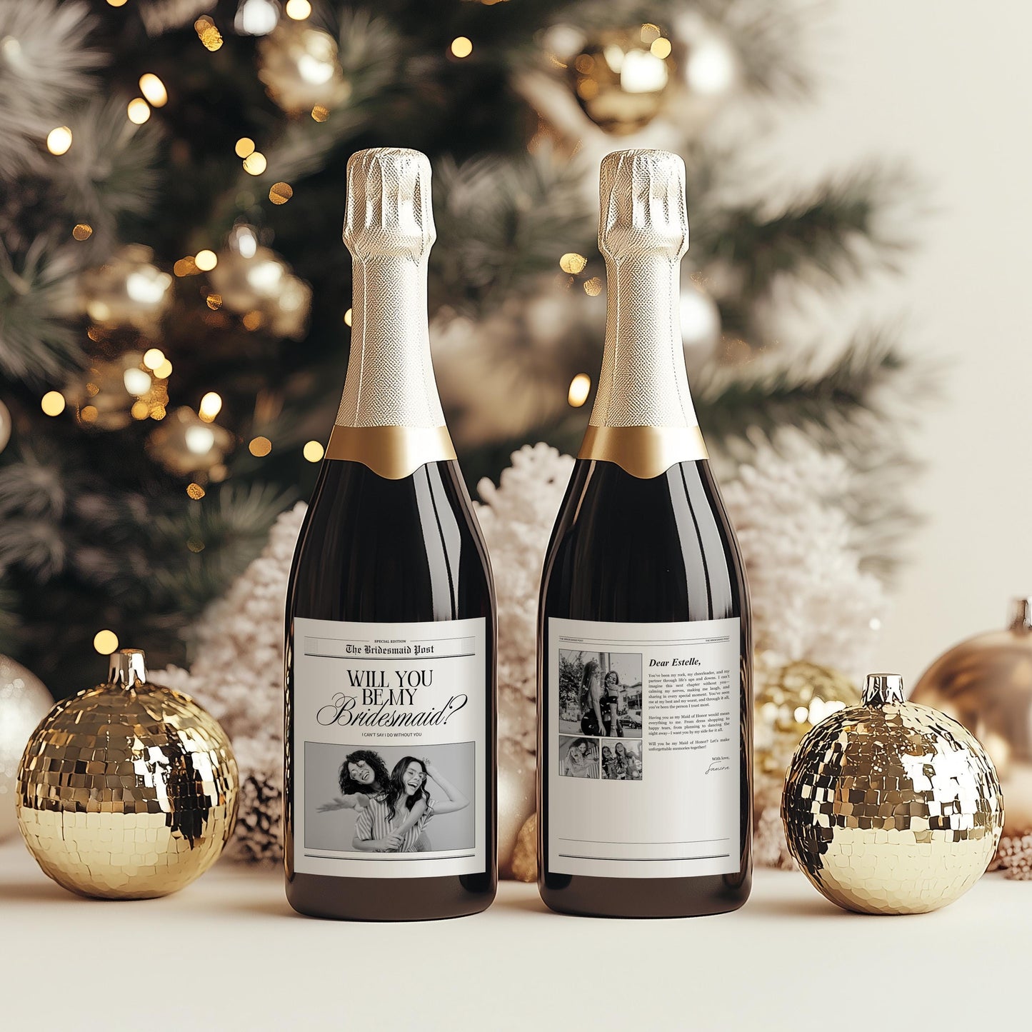 Personalized Bridesmaid Proposal Labels: Custom Champagne & Wine Stickers