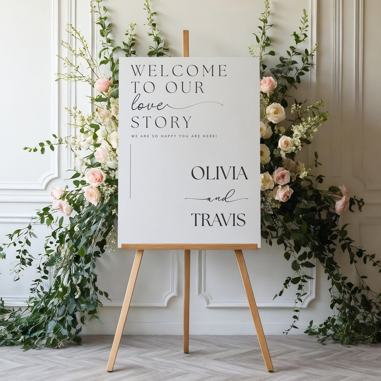 Personalized Wedding Welcome Sign: Minimalist White Foam Board