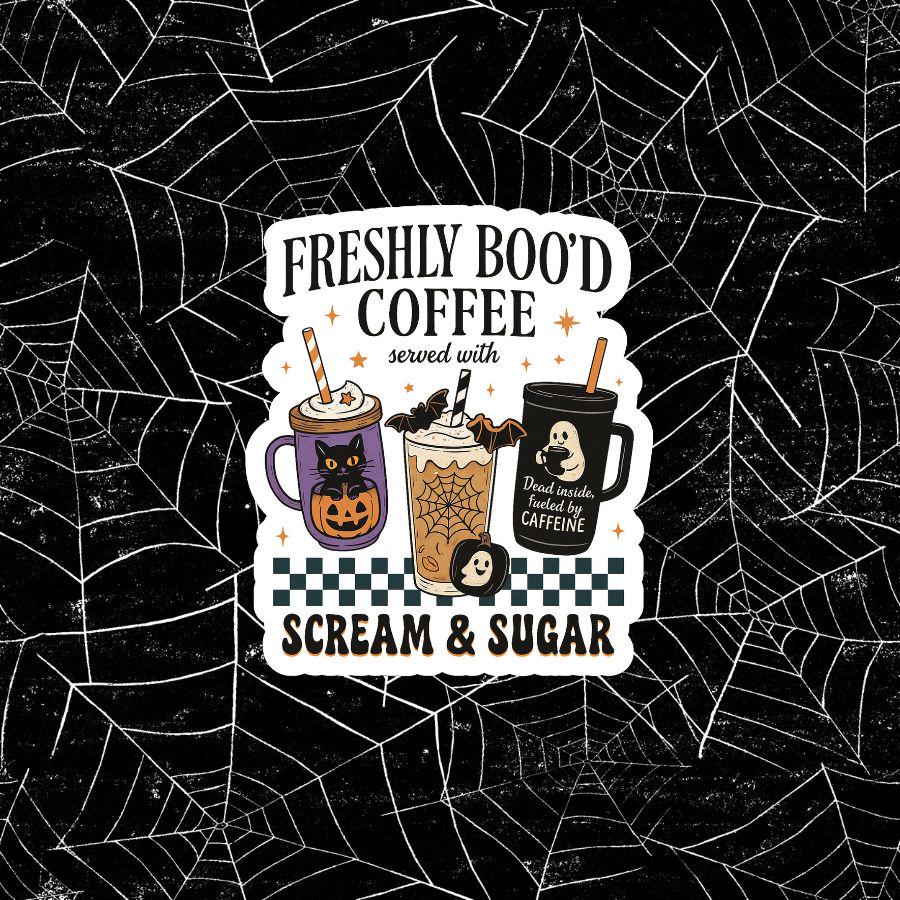 Spooky Halloween Coffee Sticker: Waterproof Vinyl Decal