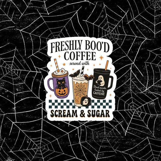 Spooky Halloween Coffee Sticker: Waterproof Vinyl Decal