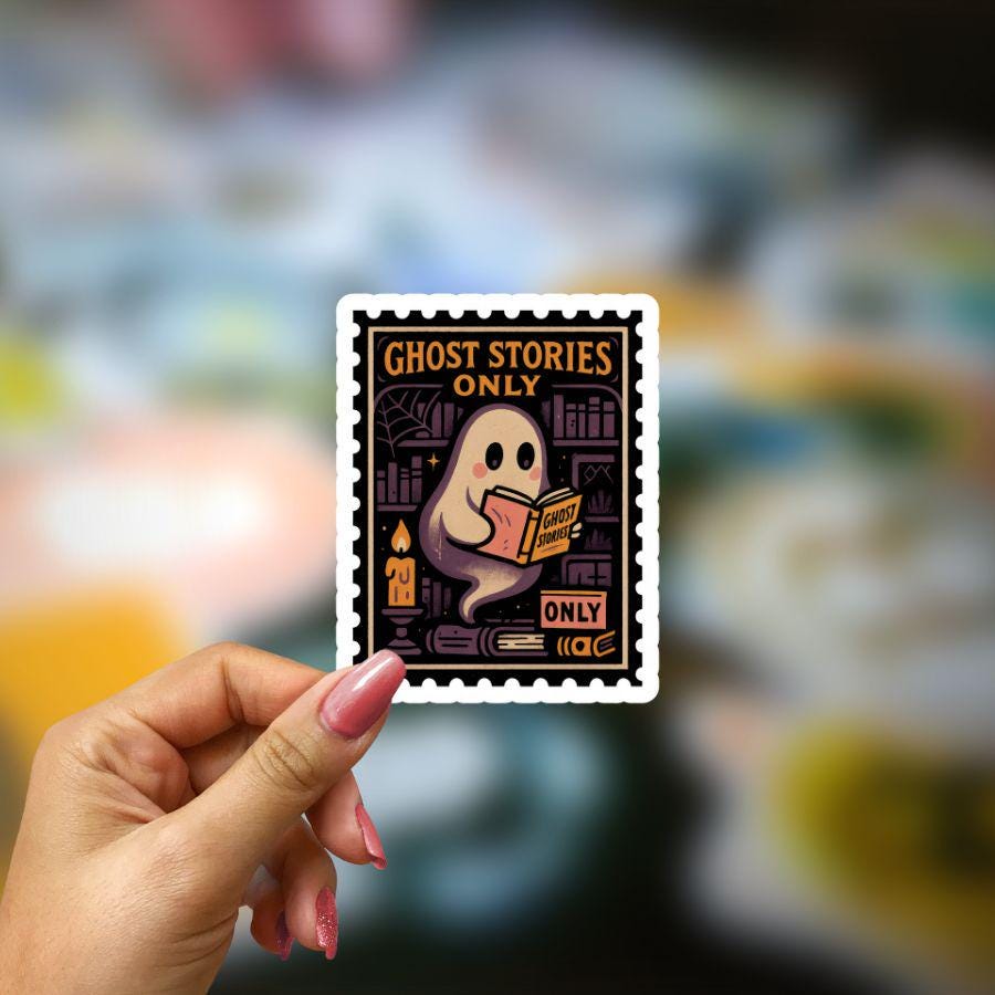 Ghost Stories Book Sticker: Waterproof Vinyl Halloween Decal
