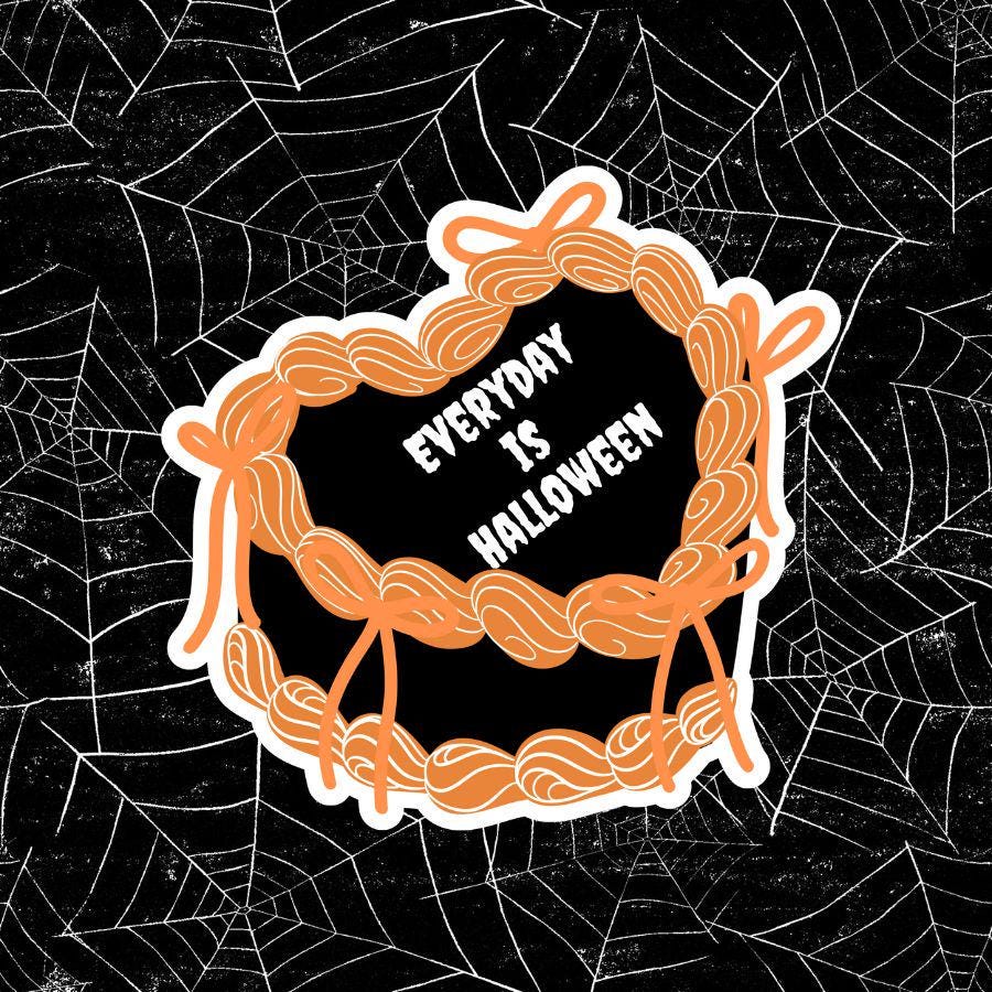 Spooky Halloween Cake Vinyl Sticker - Waterproof Laptop Decal