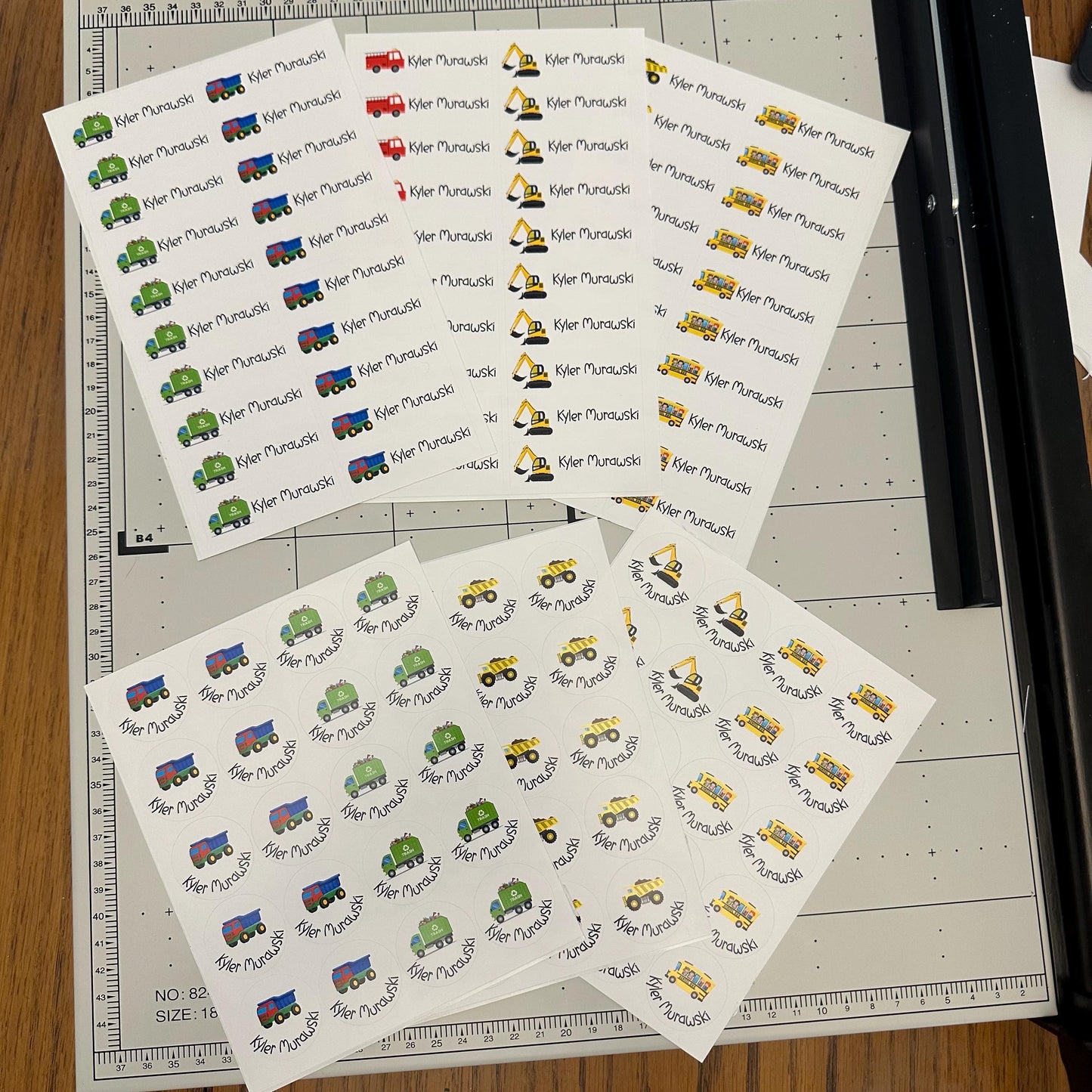 Trucks Daycare Stickers: 120 Waterproof Custom Name Labels