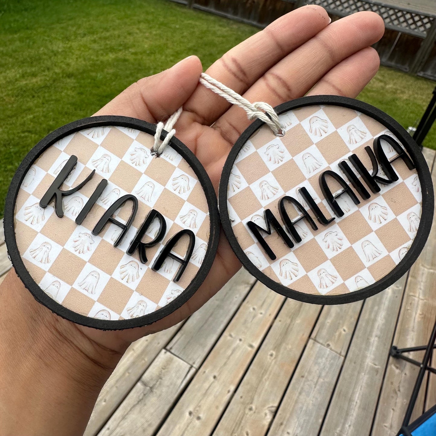 Personalized Halloween Basket Tag: Custom Acrylic Name, Trick or Treat