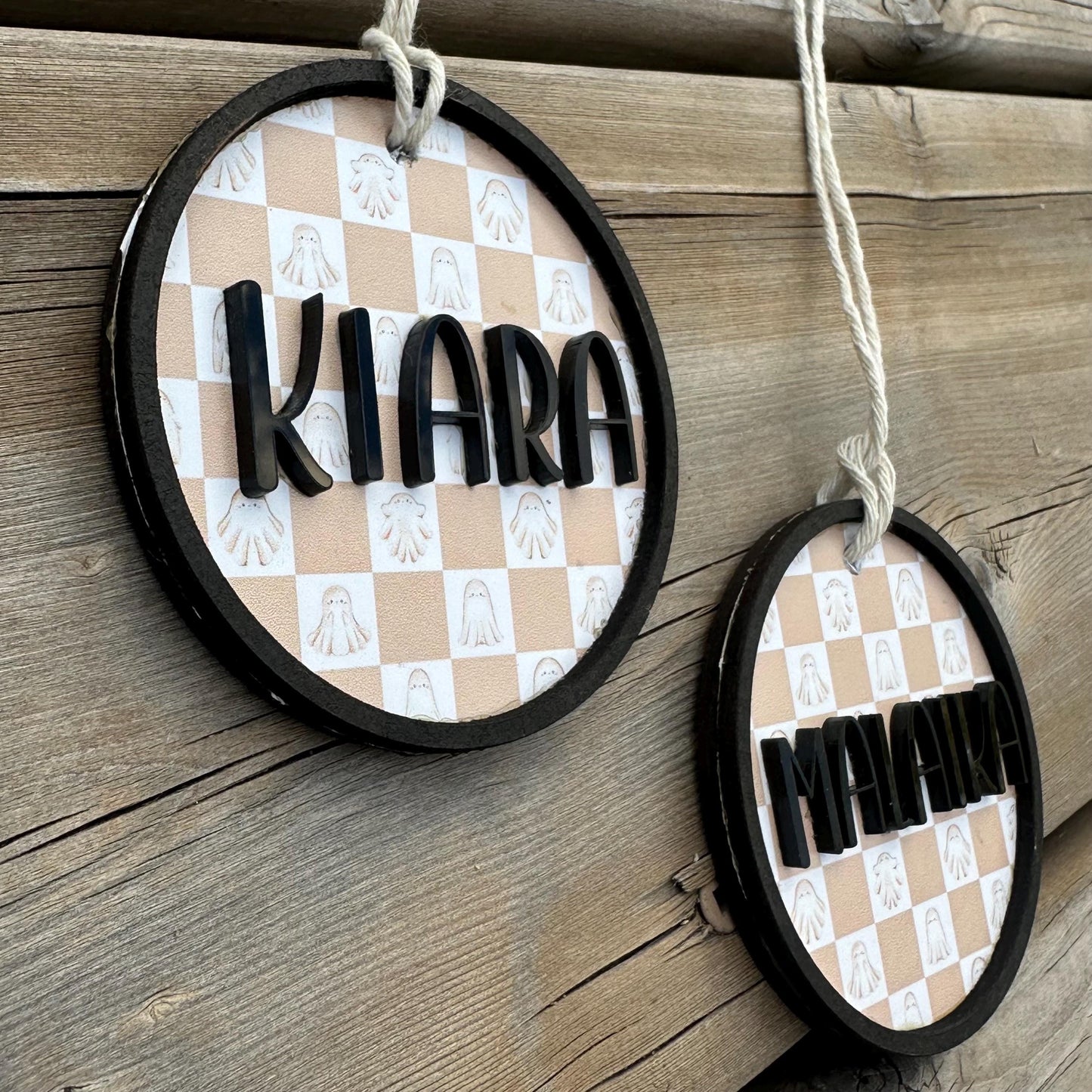 Personalized Halloween Basket Tag: Custom Acrylic Name, Trick or Treat