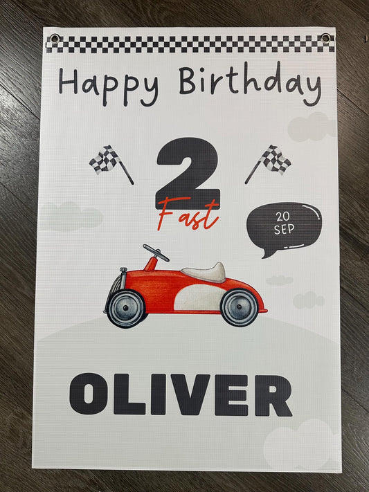 Personalized Car Birthday Banner: Kids Party Decor