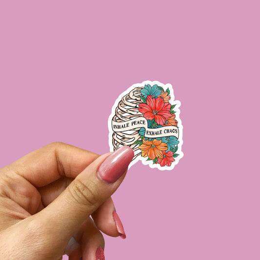 Inhale Exhale Waterproof Sticker: Motivational Self-Care Decal