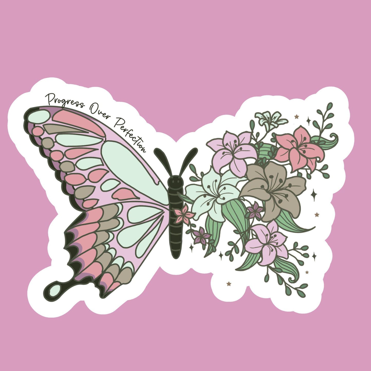 Progress Over Perfection Sticker: Waterproof Vinyl Laptop Decal