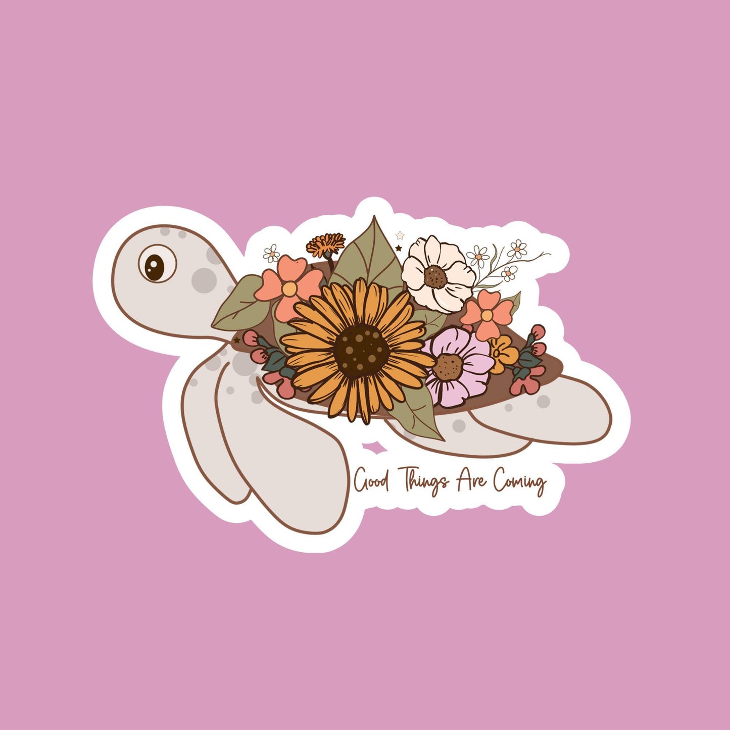 Positive affirmation sticker - Waterproof Floral turtle Vinyl Decal
