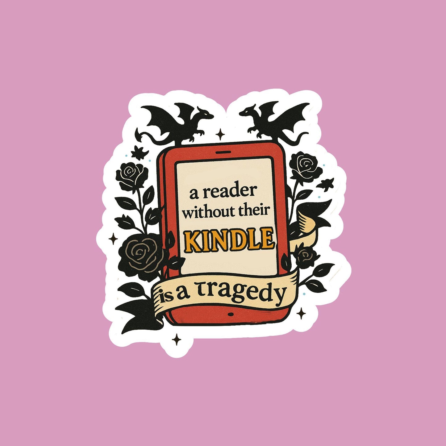 Dragon Kindle Sticker: Waterproof Vinyl Reader Tragedy Decal