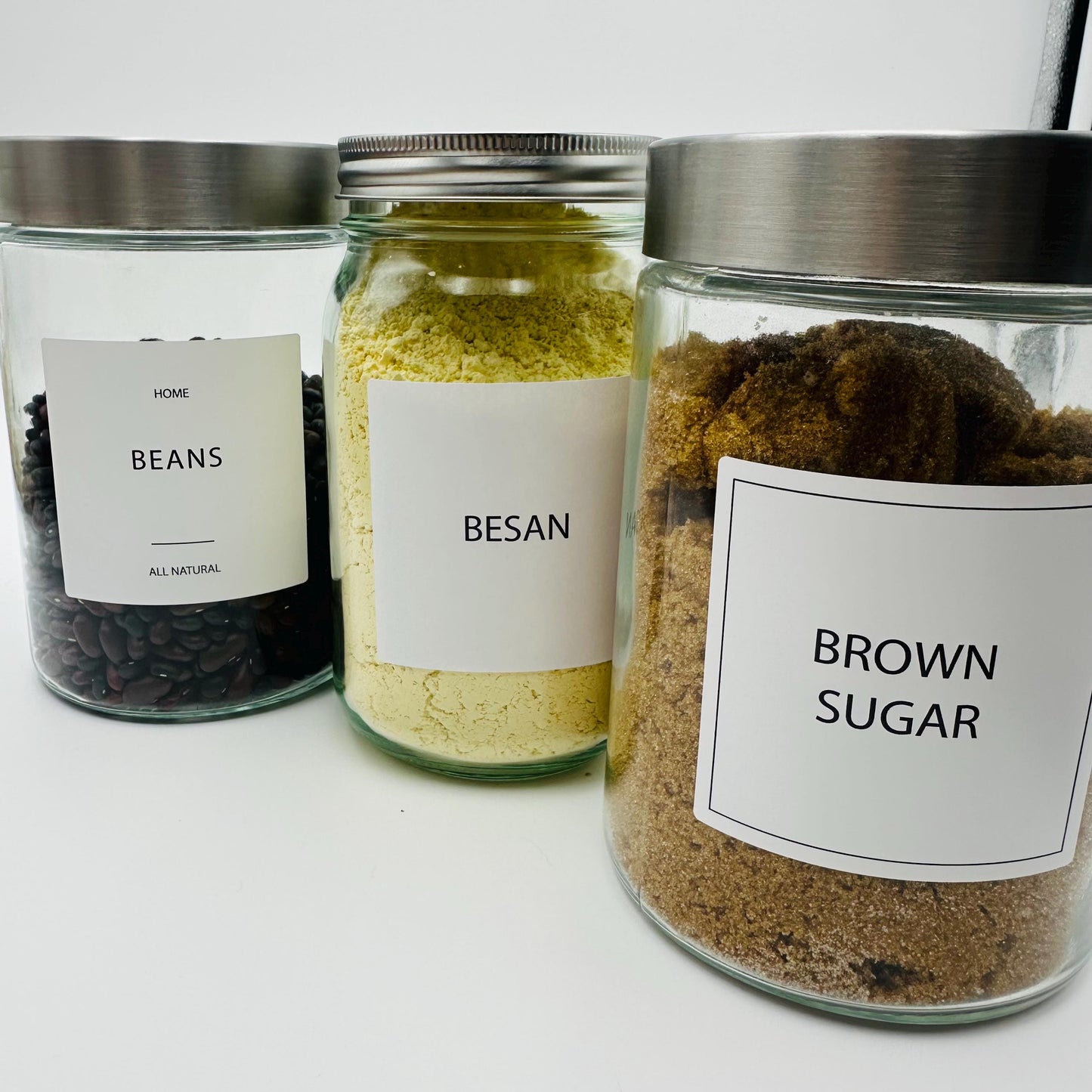 Minimalist Pantry Labels: 36 Black & White Kitchen Storage Stickers