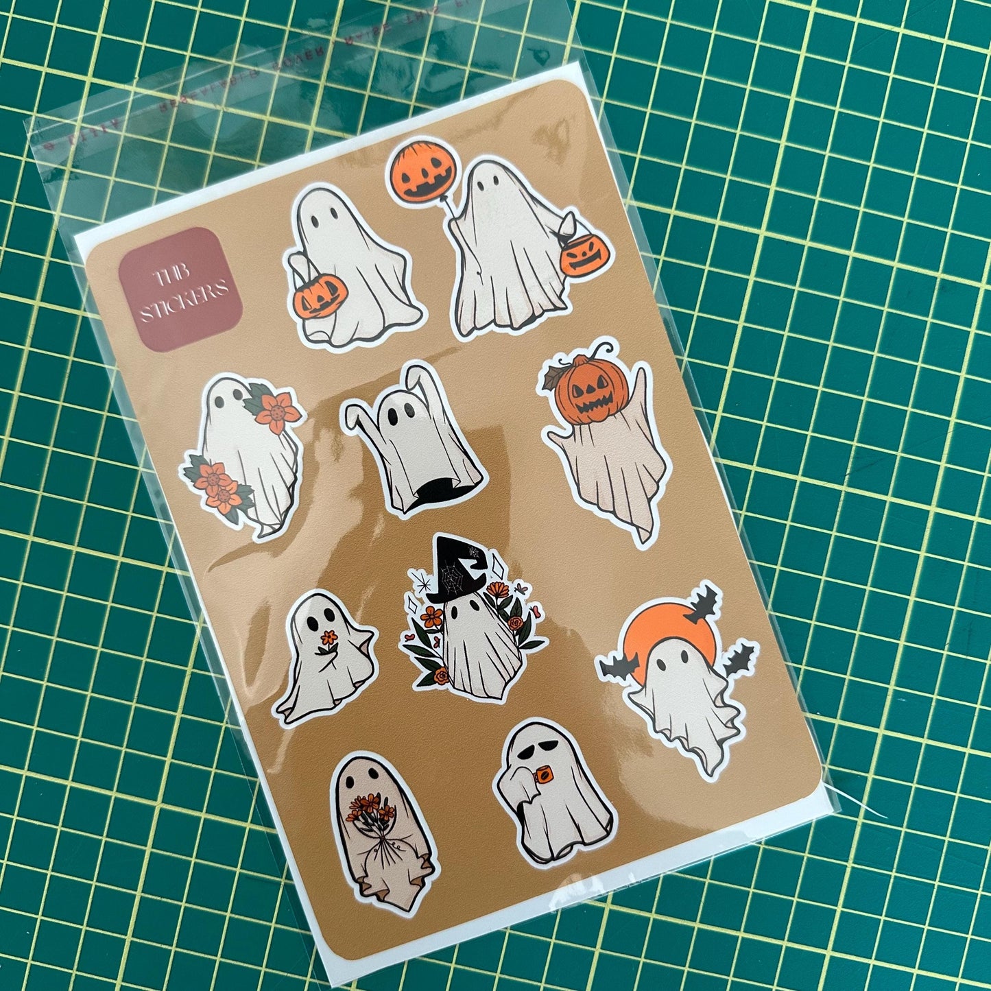 Ghost Halloween sticker sheet, fall sticker sheet, Waterproof stickers, Laptop stickers, Journal stickers, Gift for friend, Boo stickers