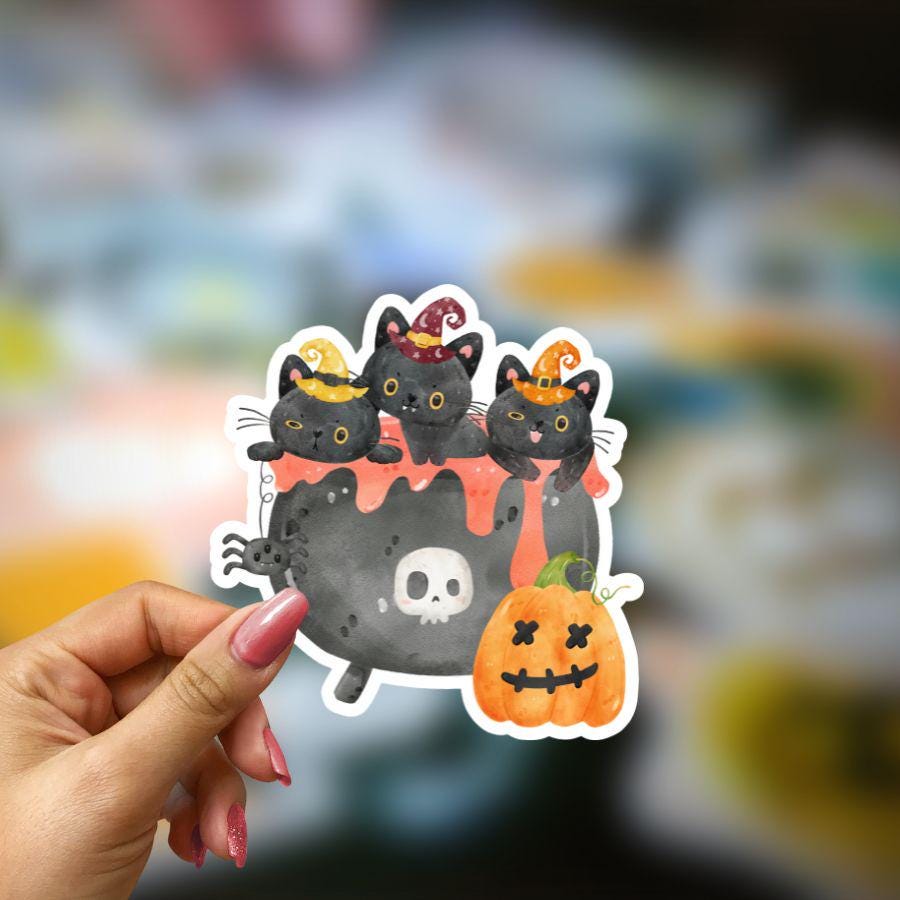 Black Cat Brew Sticker: Waterproof Halloween Vinyl Decal