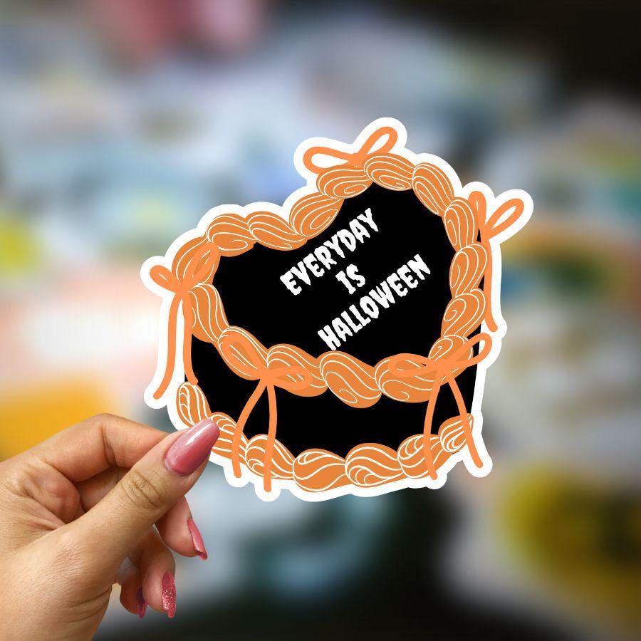 Spooky Halloween Cake Vinyl Sticker - Waterproof Laptop Decal