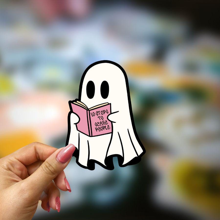 Ghost Sticker: Spooky Halloween Vinyl Decal for Laptop, Water Bottle