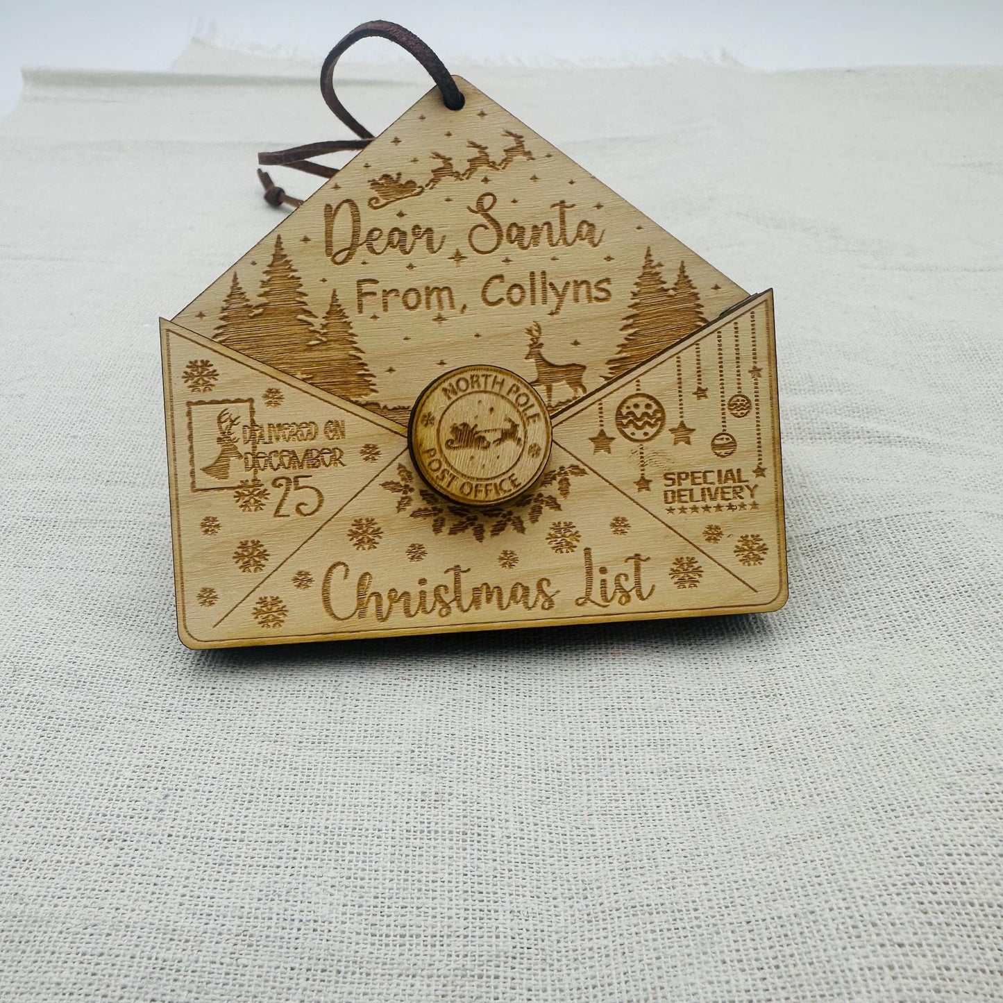 Personalized Birch Wood Letter Christmas Ornament: Engraved Gift Tag