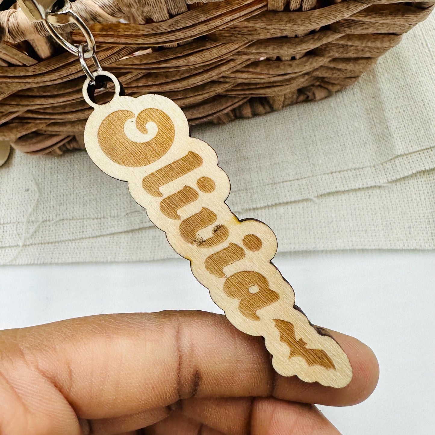 Personalized Halloween Boo Basket Tag: Custom Name Keychain Ornament