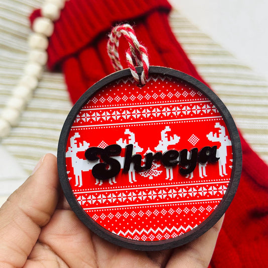 Personalized Engraved Wood Christmas Ornament: Custom Name Tag