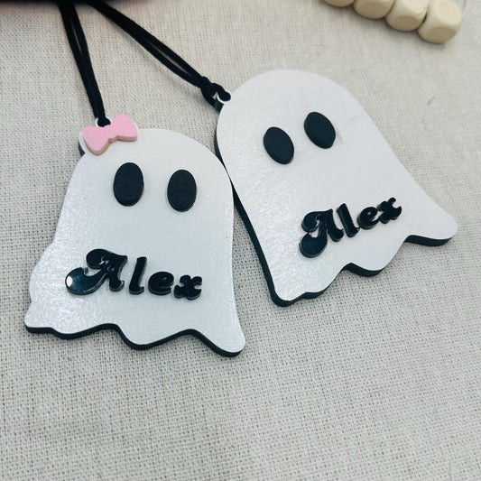 Personalized Wooden Boo Basket Tag: Custom Halloween Name Tag