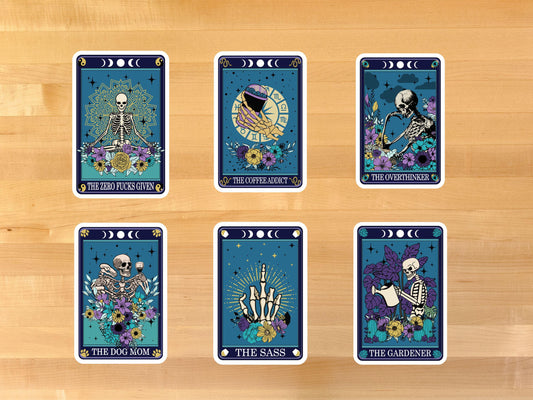 Halloween Tarot card stickers- Waterproof for water bottle, kindle etc