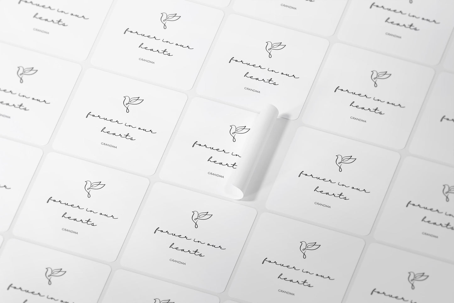 Memorial Stickers – Forever in Our Hearts Dove Labels for Candles