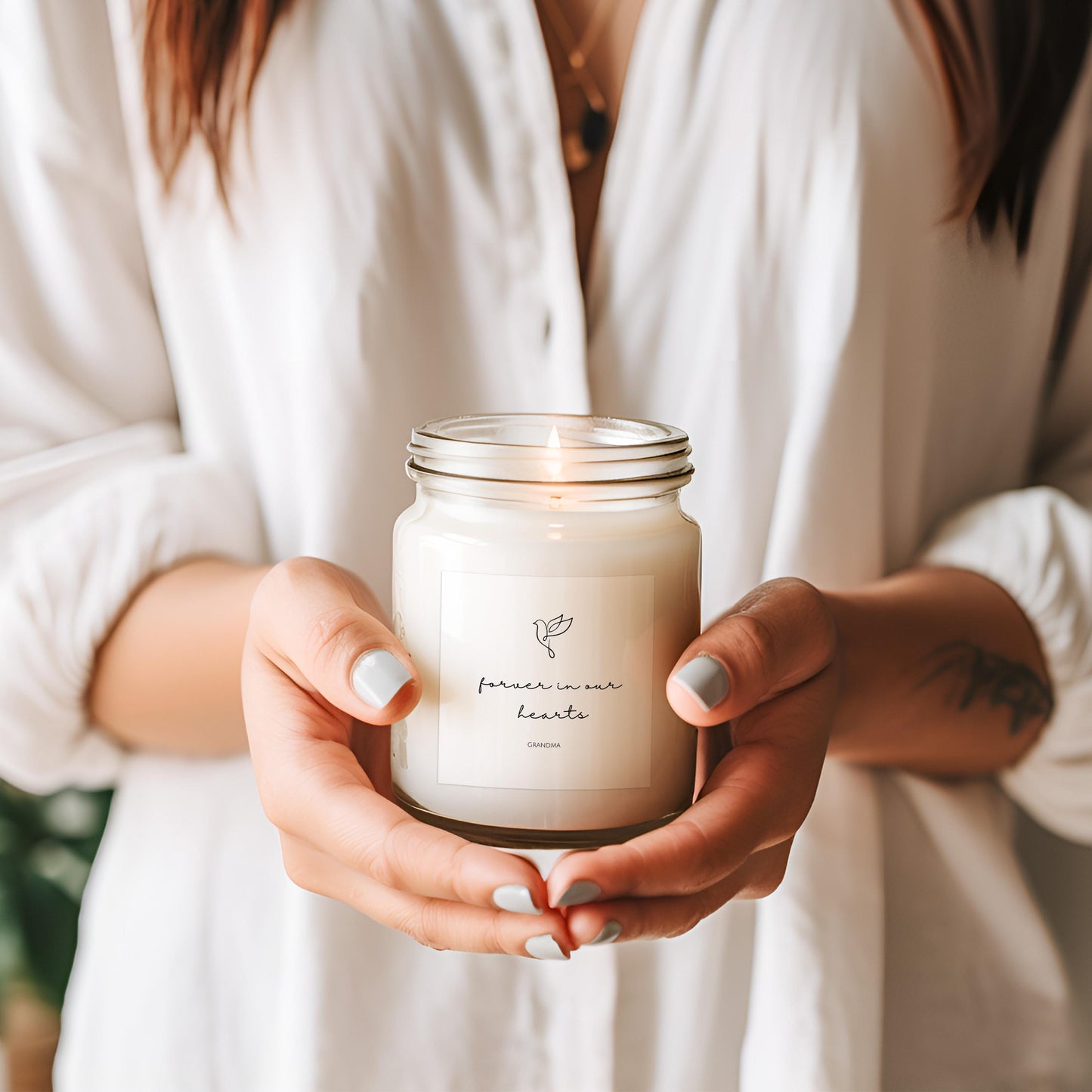 Memorial Stickers – Forever in Our Hearts Dove Labels for Candles