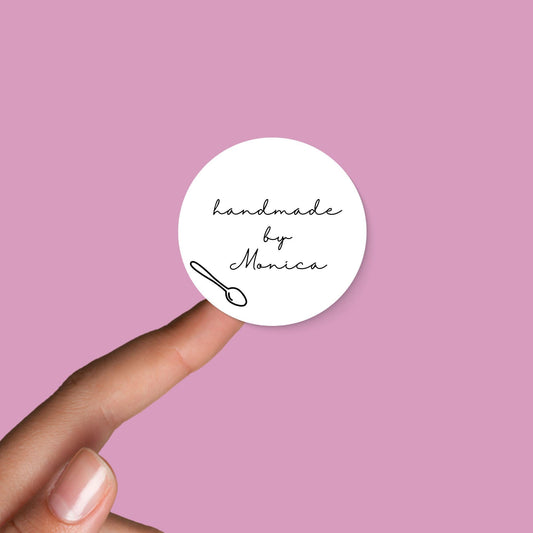 Custom Handmade Stickers for Small Business Packaging –Set of 20  Round Logo Labels