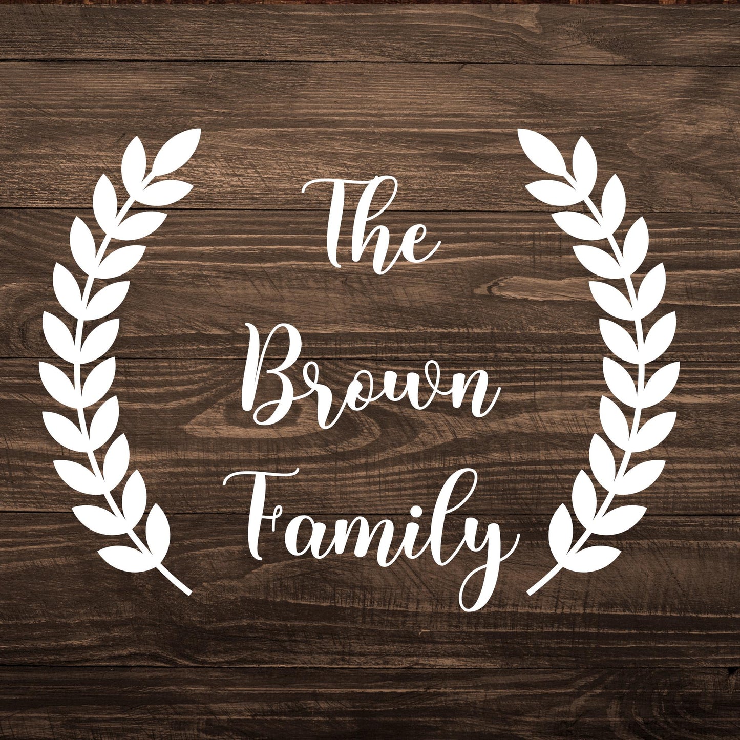 Wreath Family Name Decal: Custom Sticker for Wedding Signs
