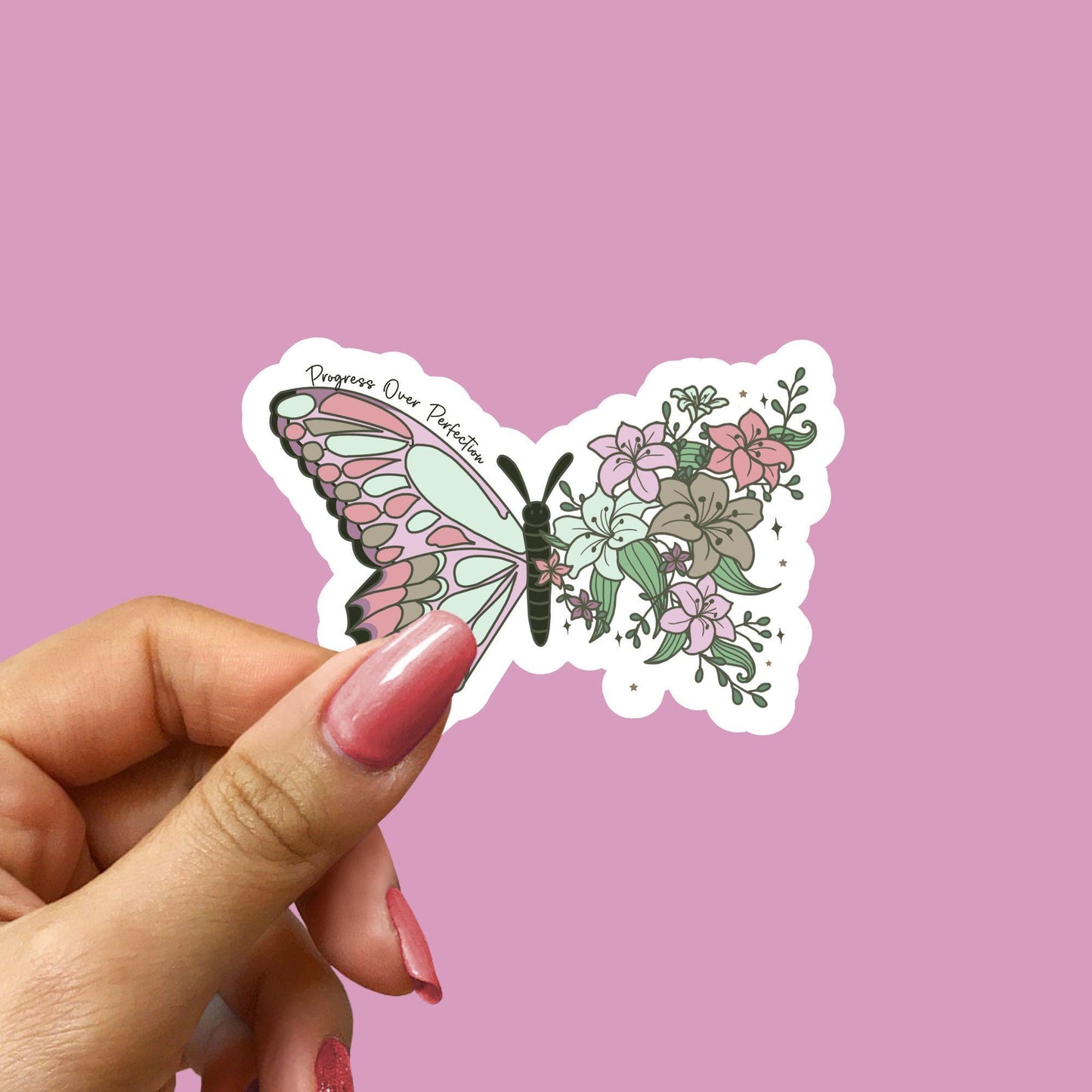 Progress Over Perfection Sticker: Waterproof Vinyl Laptop Decal