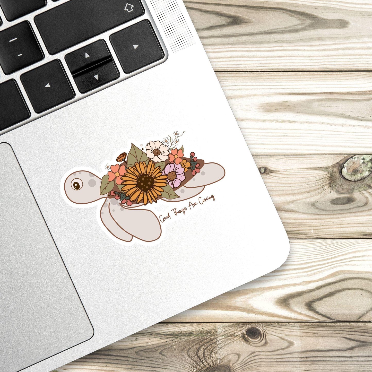 Positive affirmation sticker - Waterproof Floral turtle Vinyl Decal