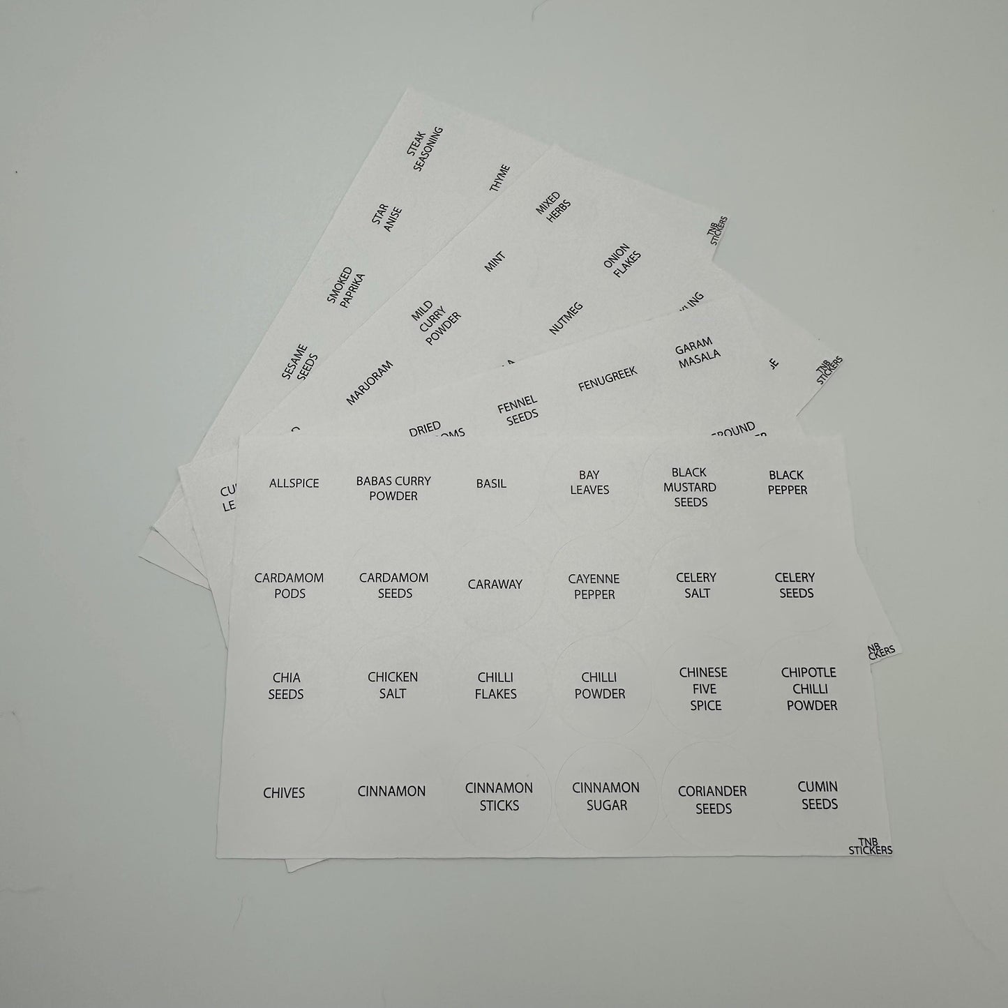 Minimalist Spice Labels: 92 Preprinted Waterproof Pantry Stickers