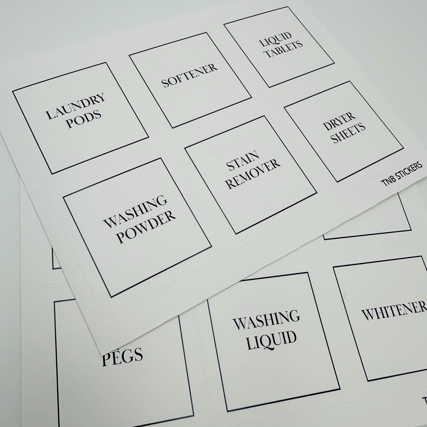 Minimalist Laundry Organization Labels Set- Waterproof, Soap proof, Oil proof