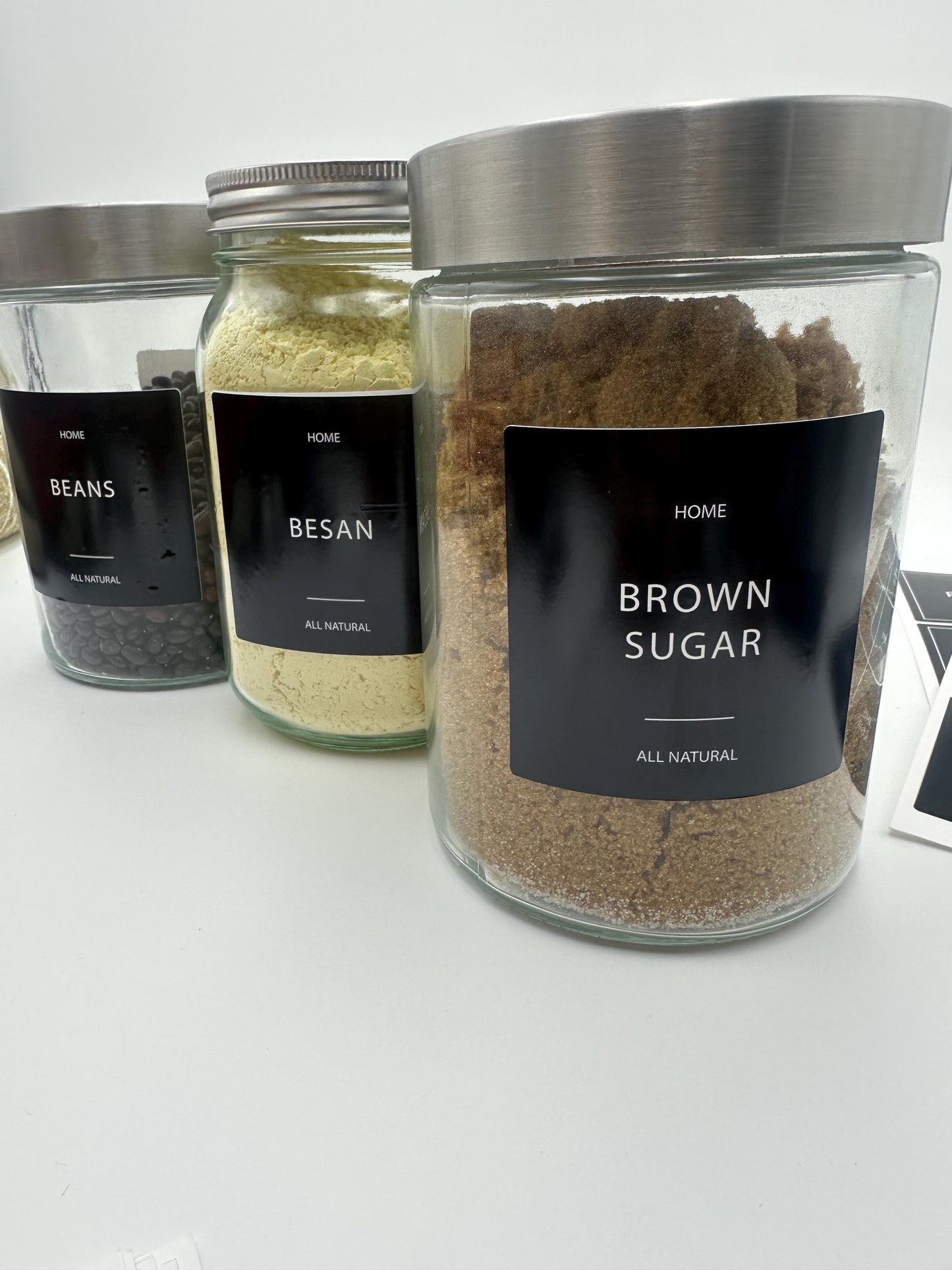 Minimalist Pantry Labels: 36 Black & White Waterproof Stickers