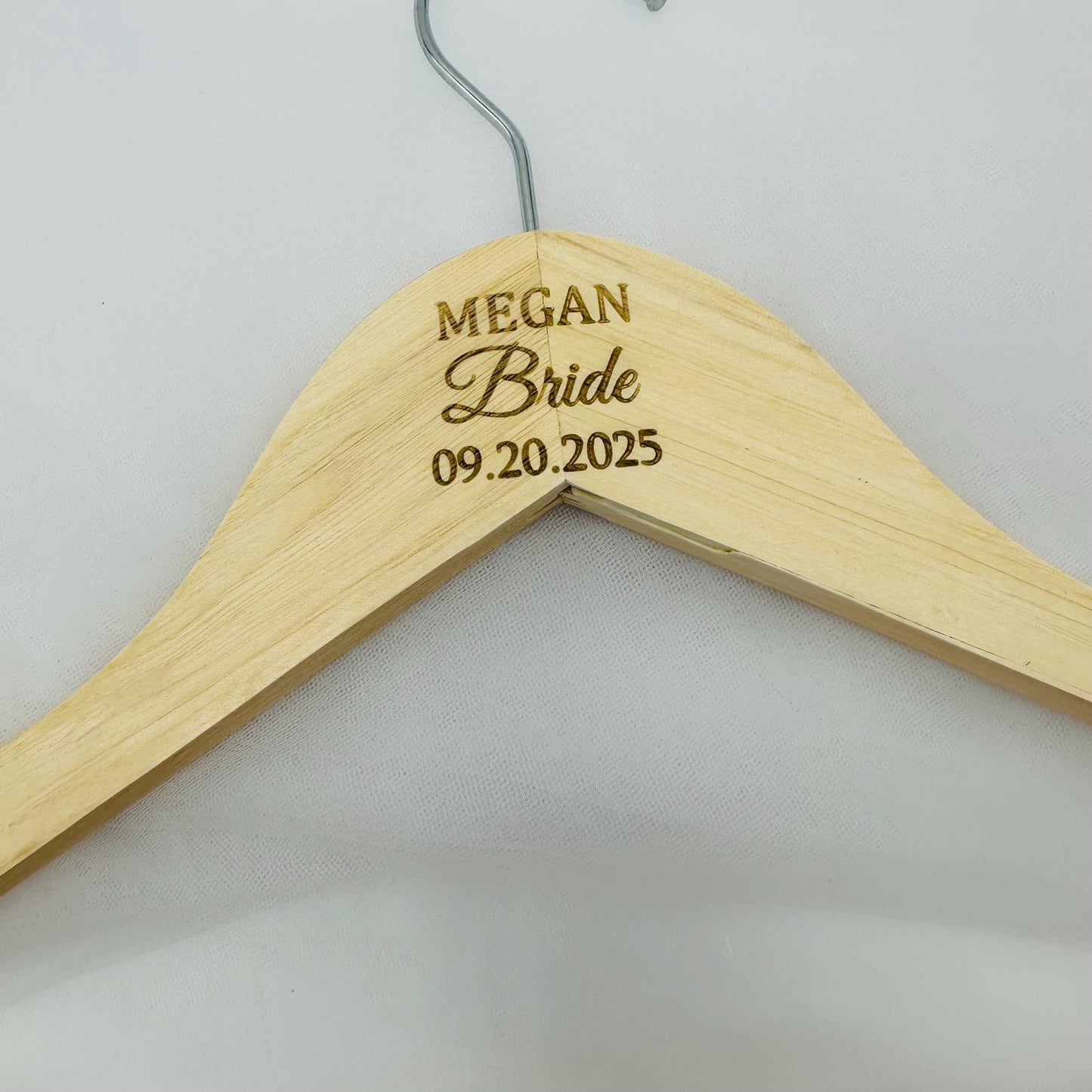Engraved wood Hangers with Brides and bridesmaid name and wedding date