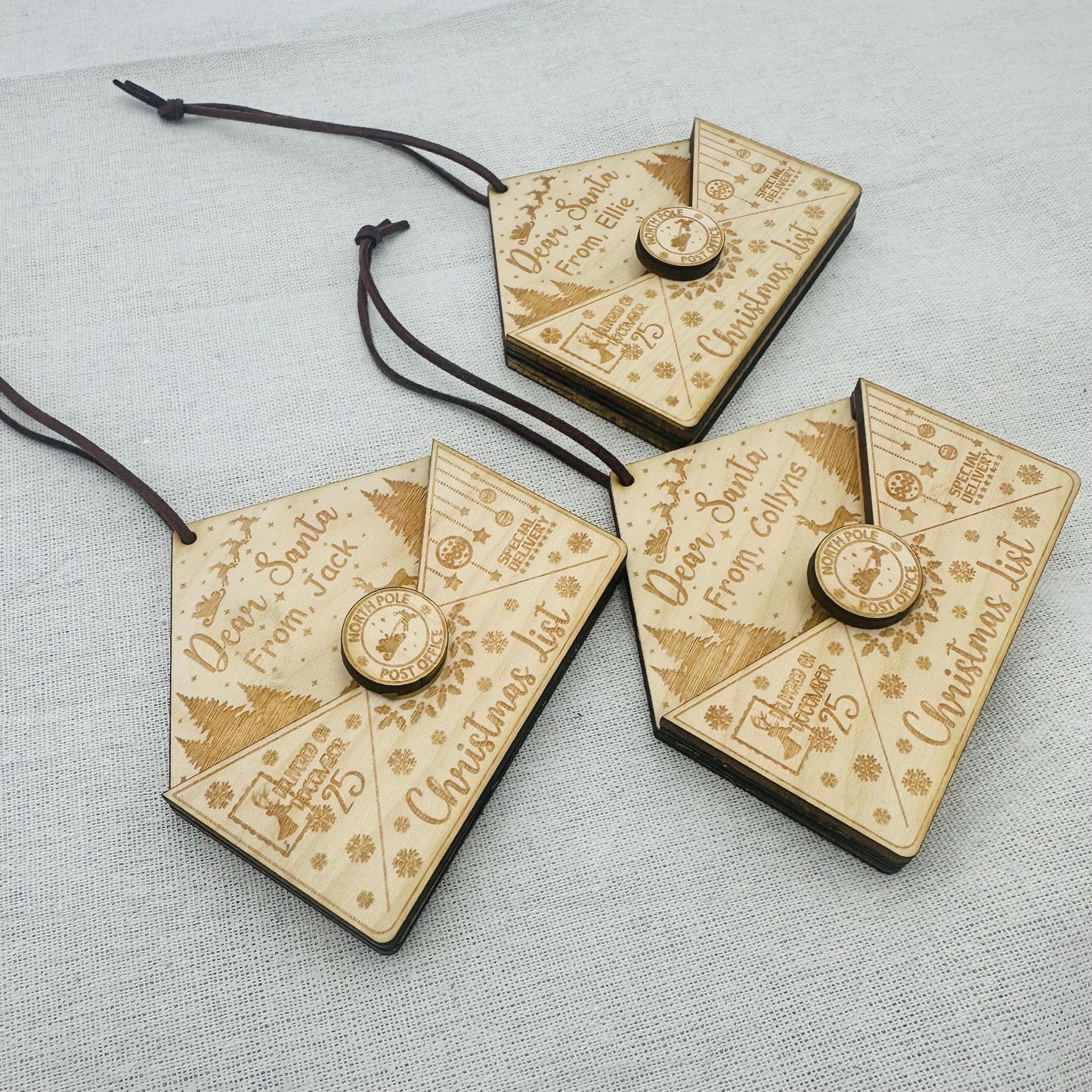 Personalized Birch Wood Letter Christmas Ornament: Engraved Gift Tag