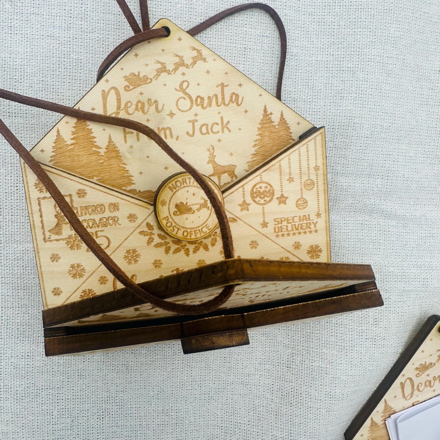 Personalized Birch Wood Letter Christmas Ornament: Engraved Gift Tag