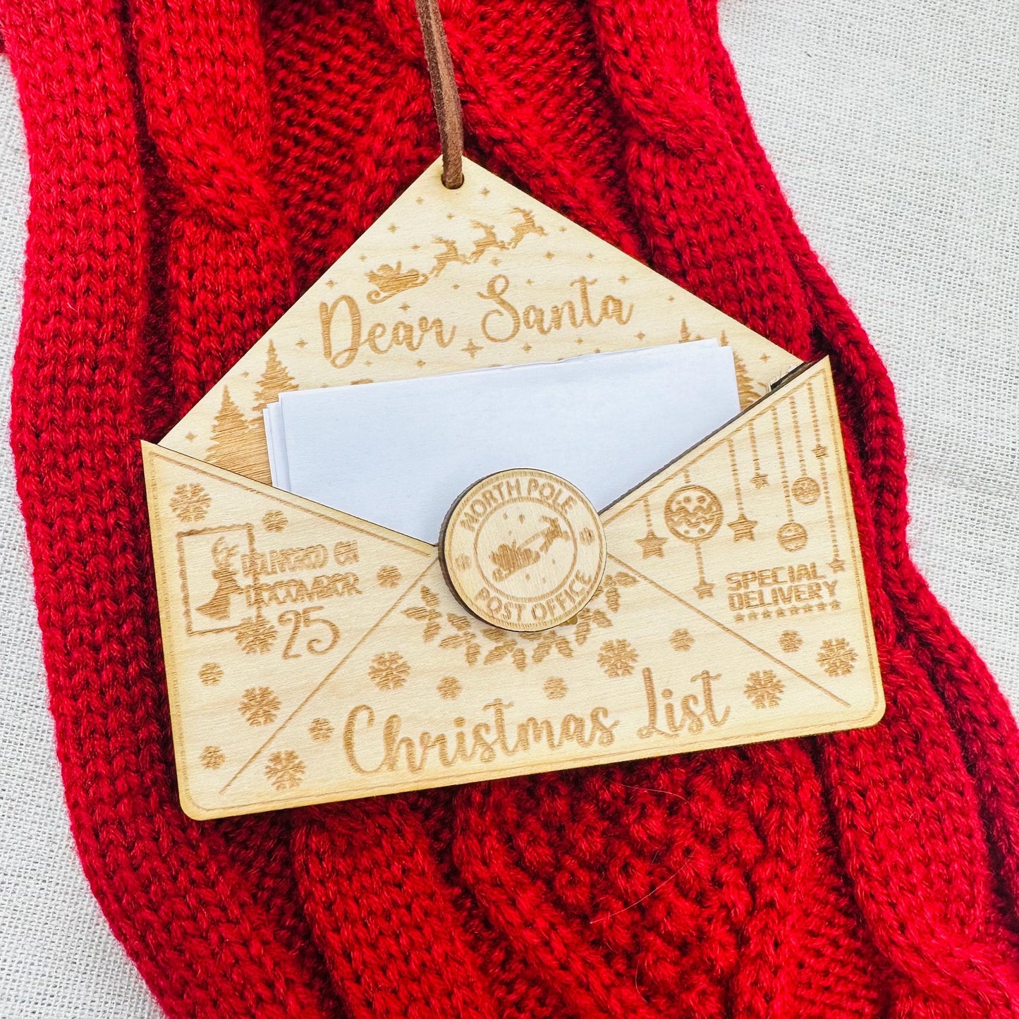 Personalized Birch Wood Letter Christmas Ornament: Engraved Gift Tag