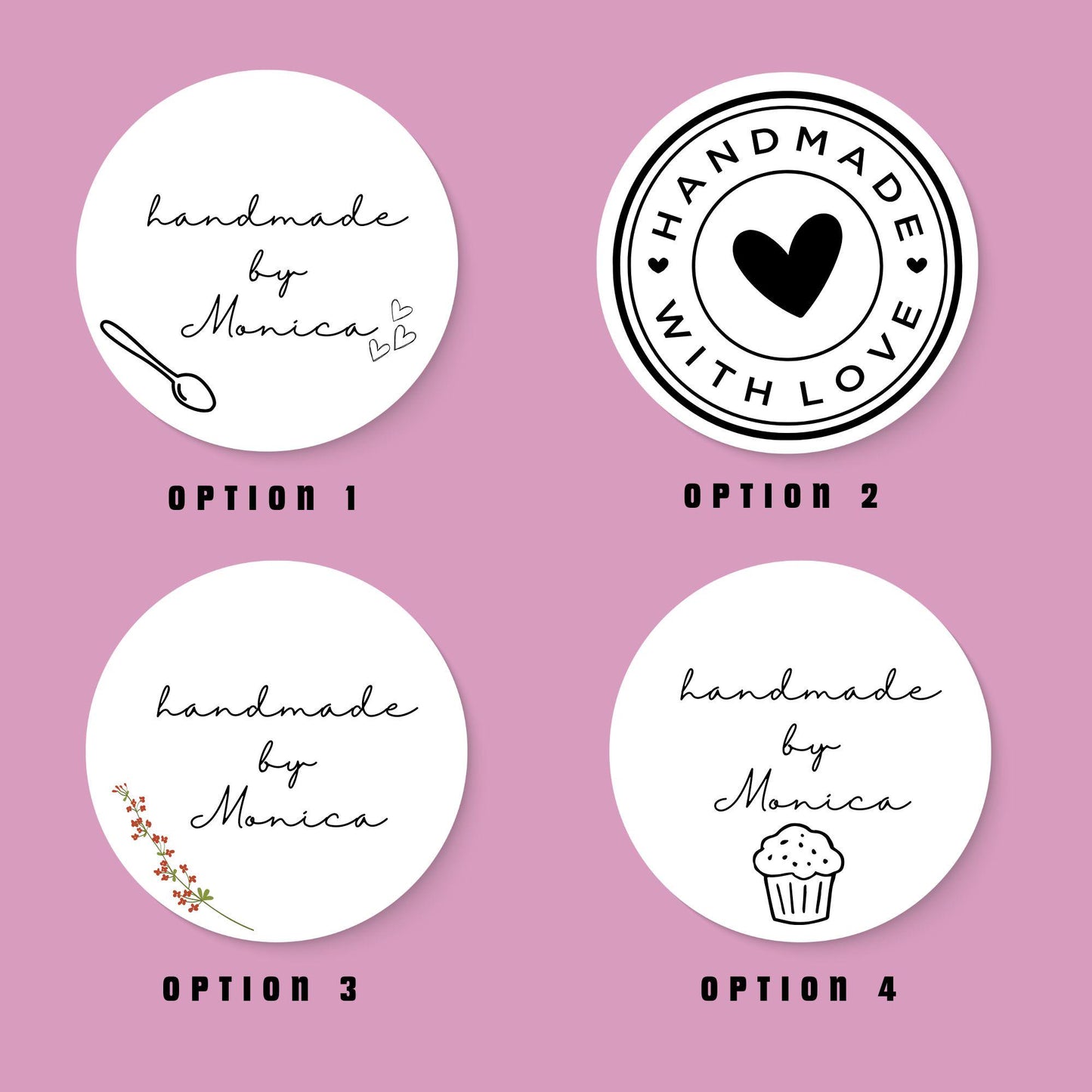 Custom Handmade Stickers for Small Business Packaging –Set of 20  Round Logo Labels